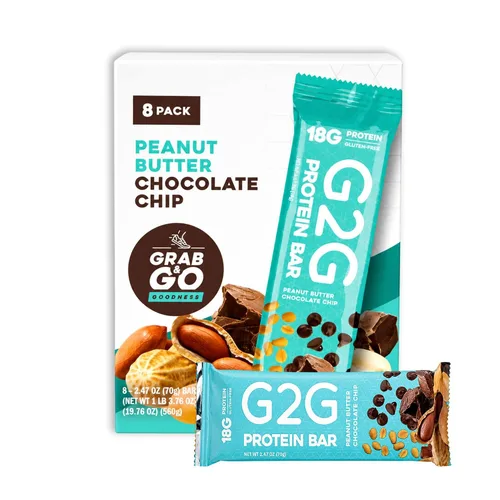 Vista 9 de G2G Barra de proteínas, chispas de chocolate con mantequilla de maní, comida real, refrigerada para frescura, aperitivo saludable, delicioso