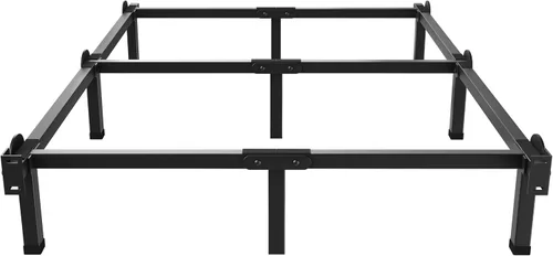 Vista 9 de Superay Marco de cama de metal, base de cama de 6 patas, soporte de 8 pulgadas para somier, individual, fácil montaje, negro
