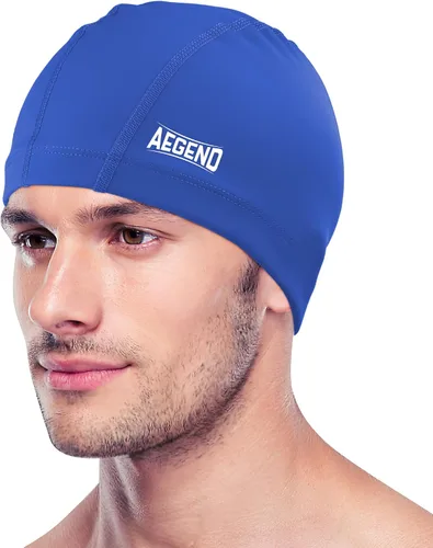 Vista 17 de Aegend Gorro de natación de tela, capa impermeable de silicona, gorra de natación de tela transpirable, mantiene el cabello seco con alta