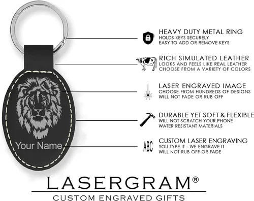 Vista 5 de LaserGram Llavero ovalado, motocicleta, grabado personalizado incluido (negro con plata)