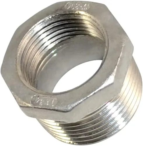 Vista 34 de 1/4" macho NPT a 1/8" hembra NPT hembra reductor/reductor buje de tubería, adaptador, buje hexagonal SS 304 de acero inoxidable