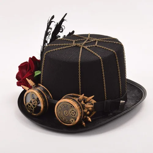 Vista 2 de GRACEART Sombreros unisex steampunk con gafas para mujeres y hombres