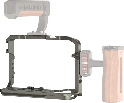 Vista 6 de Jaula R5 / R5 C / R6 para Canon R5 R6 R5 C, estabilizador de plataforma DSLR de aleación de aluminio con zapata fría, agujeros roscados de 1/4