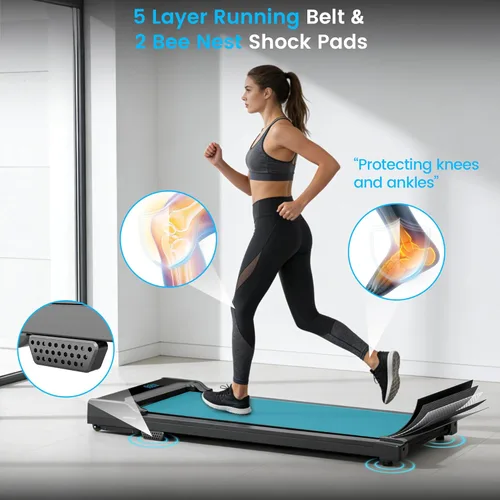 Vista 8 de Walking Pad Treadmill for Home - Under Desk Walk Pads with Remote Control Mini Running Portable Electric Machine Adjustable Slim Compact with