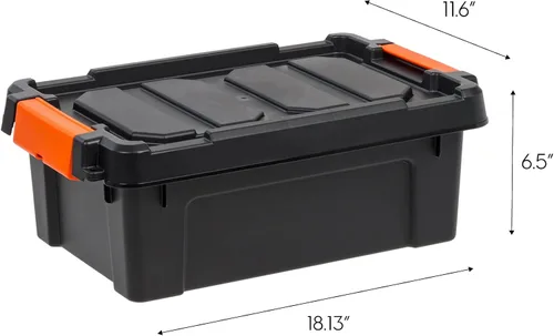 Vista 5 de Contenedores de almacenamiento de plástico resistentes de 3 galones con tapas con cerradura, bolsas apilables con cierre para herramientas