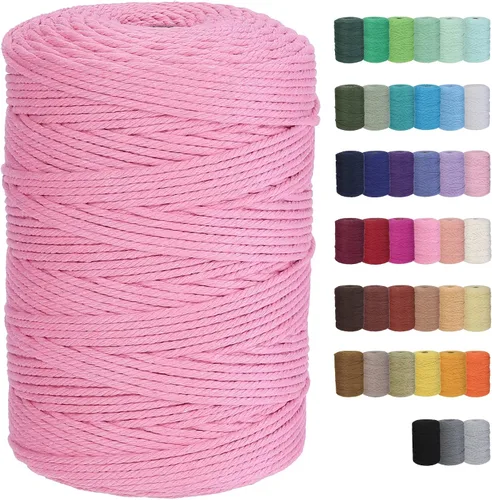 Vista 36 de Cuerda de macramé de algodón de 2 mm, 220 yardas, suministros naturales de macramé de color, cuerda de algodón suave para artesanía, para colgar