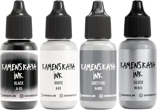 Vista 11 de Juego de tinta de alcohol Kamenskaya #10: Combinación de colores combinados de tintas de alcohol, 4 piezas. 0.51 fl oz (15 ml) cada una
