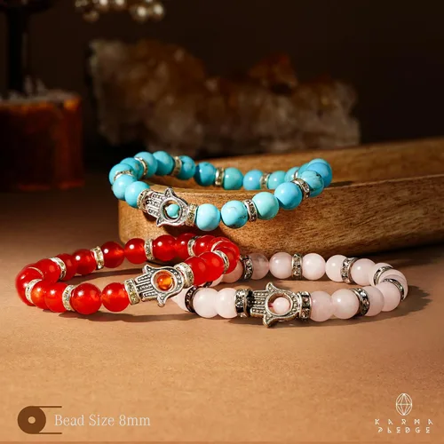 Vista 31 de Pulseras de cristal para mujeres y hombres, regalos de cumpleaños, hechas a mano de 0.236 in con cuentas de piedra para equilibrio de chakras