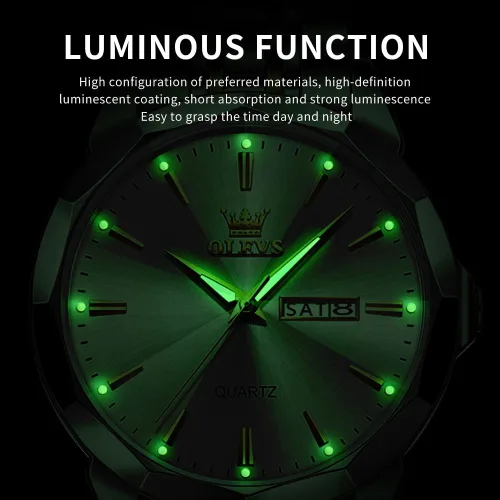 Vista 5 de OLEVS Watch for Men Diamond Business Dress Analog Quartz Stainless Steel Waterproof Luminous Date Two Tone Luxury Casual Wrist Watch Blue