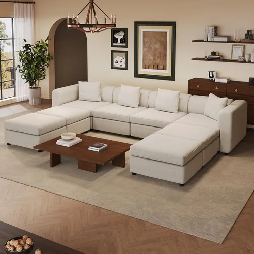 Vista 10 de Sofá modular modular de 3 plazas, terciopelo moderno con funda de cojín extraíble y lavable para espacios pequeños, marco de madera maciza, 108.66