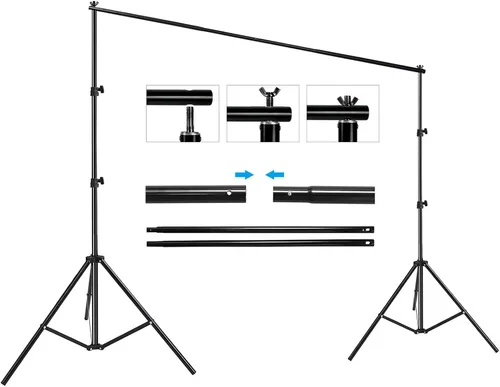 Vista 4 de HYJ-INC Soporte de fondo para estudio fotográfico y de vídeo, soporte de fondo fotográfico ajustable de 8 x 8 pies, kit de sistema de soporte