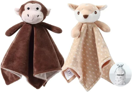 Vista 33 de CREVENT Manta de seguridad facial de animales de felpa suave para niños y niñas, gran regalo para cumpleaños, baby shower (perro azul + etiqueta)