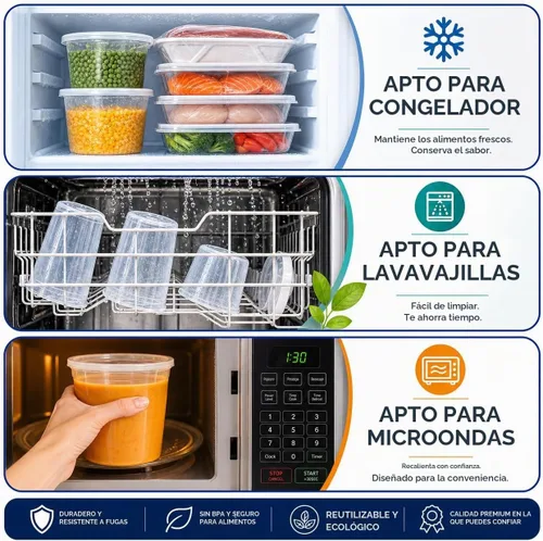 Vista 6 de Healthy Packers Contenedores de almacenamiento de alimentos con tapas herméticas, tarros de plástico transparente para almacenamiento de alimentos