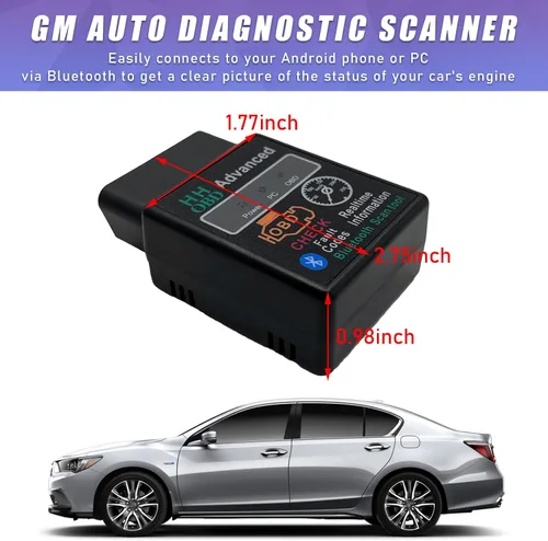 Vista 2 de Dickno Escáner Bluetooth OBD2 para automóvil, lector de código inalámbrico y herramientas de escaneo de diagnóstico de motor de verificación