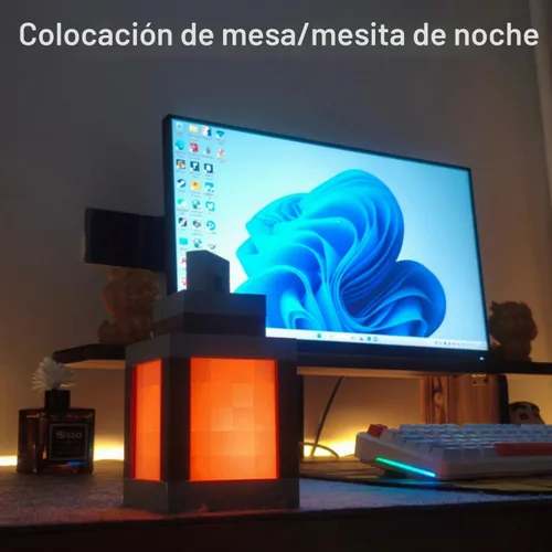 Vista 3 de Lámpara de pared con luz de noche pixelada para niños, lámpara de pared