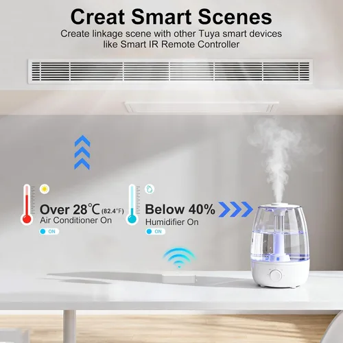 Vista 4 de eMylo WiFi Temperature Humidity Sensor, Wireless Indoor Thermometer Hygrometer with App Alert, Free Data Storage Export, Smart Temperature Humidity