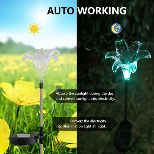 Vista 6 de Lirio de luz LED que cambia de color con energía solar al aire libre Lirio RGB