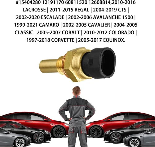 Vista 6 de 1 PC Sensor de temperatura del refrigerante del motor, Sensor de temperatura ECT Compatible con Chevy GMC Cadillac Buick, Reemplazo OEM#12608814