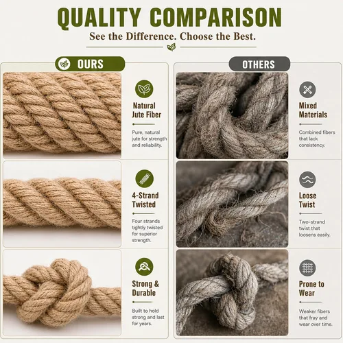 Vista 4 de Cuerda de yute natural gruesa de cáñamo (3/8 pulgadas x 100 pies), cordel de yute fuerte para manualidades, decoración de hamaca de gato