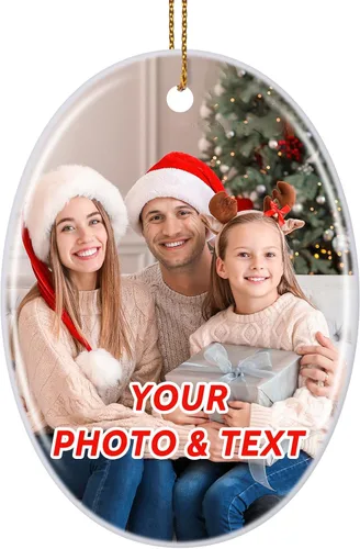 Vista 11 de Adornos de Navidad personalizados 2025, adorno de Navidad personalizado de doble cara, adorno de foto para árbol de Navidad para niños, mamá, papá