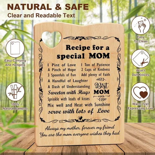 Vista 3 de Regalos para el día de la madre para mamá, regalos de cumpleaños para mamá de hija hijo, juego de tabla de cortar para mamá, regalo ideal
