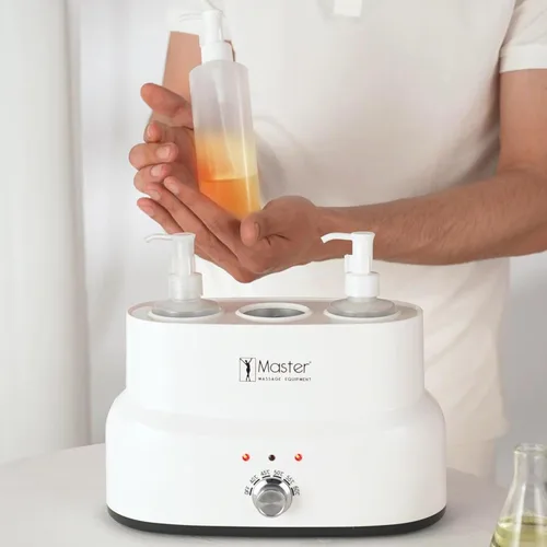 Vista 9 de Master Massage Aceite de masaje de tres botellas, loción, calentador de crema con botellas vacías, dispositivo de calefacción de crema de masaje
