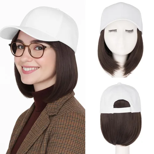 Vista 19 de SEGO - Peluca de gorra con pelo adjunto para mujer, gorra negra de béisbol con extensiones de pelo, gorra de béisbol larga y ondulada con ajuste