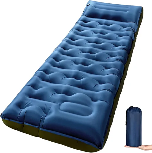 Vista 15 de KASBAH - Colchoneta de dormir inflable de 6 pulgadas de grosor con bomba de pie y almohada integradas, equipo de campamento ultraligero