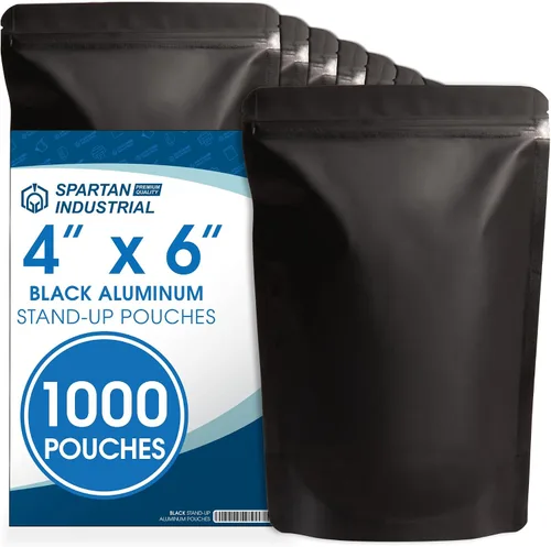 Vista 19 de Spartan Industrial Bolsas de Mylar de Pie de 3.5" X 5.5" Negro Mate - 100 Bolsas Pequeñas a Prueba de Olores con Apertura Termosellable y Cremallera
