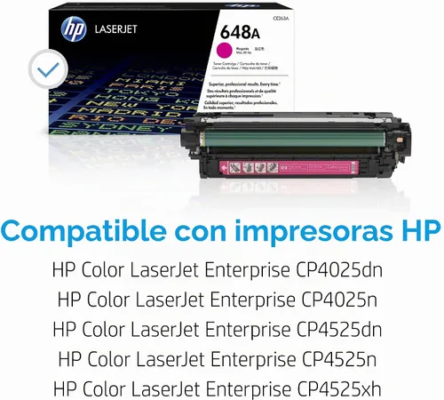 Vista 2 de HP Cartucho de tóner magenta 648A Funciona color LaserJet Enterprise CP4025, CP4525 Series CE263A