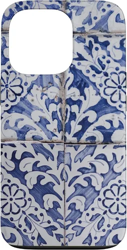 Vista 10 de Azulejos de patrón portugués - Funda azul y blanca floral para iPhone 17