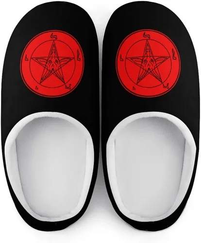 Vista 7 de Satanic Baphomet Goat Symbol - Pantuflas de algodón para hombre, de espuma viscoelástica, lavables, antideslizantes, zapatos para casa
