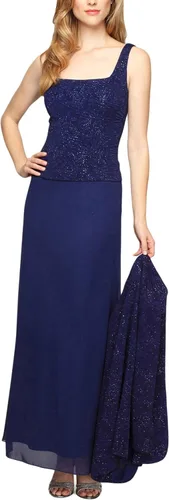 Vista 2 de Alex Evenings Womens Long Dress with Mandarin Neckline Jacket