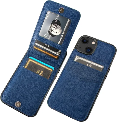 Vista 12 de KIHUWEY Funda Cartera Compatible con iPhone 13 con Soporte para Tarjetas de Crédito, Cierre Magnético de Cuero Premium con Soporte, Funda Protectora