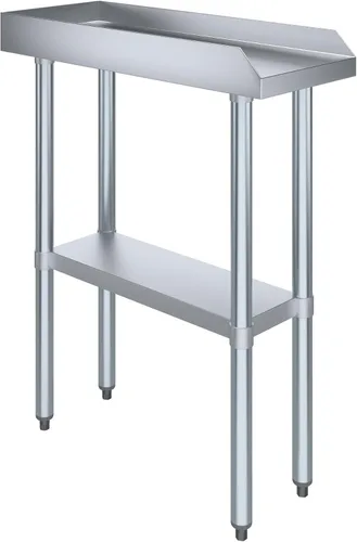 Vista 18 de AmGood Mesa de trabajo comercial con protector antisalpicaduras y protectores laterales Altura: 35" Mesa de preparación de acero inoxidable