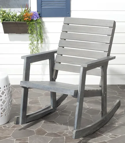 Vista 2 de Safavieh Colección al aire libre Alexei - Mecedora gris ceniza Gris cenizo