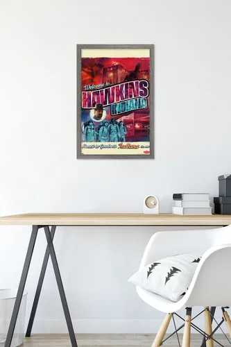 Vista 6 de Trends International Netflix Stranger Things - Póster de pared de Welcome to Hawkins Indiana, 22.4 pulgadas de largo x 14.7 W, versión enmarcada