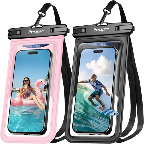 Vista 15 de Rynapac Funda impermeable para teléfono [hasta 8.5 pulgadas], paquete de 2, funda impermeable IPX8 con cordón para iPhone 17, 16, 15 Pro Max