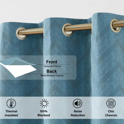 Vista 3 de Cortinas opacas para ventana de dormitorio o sala de estar, elegantes cortinas de ventana con patrón geométrico jacquard con respaldo blanco