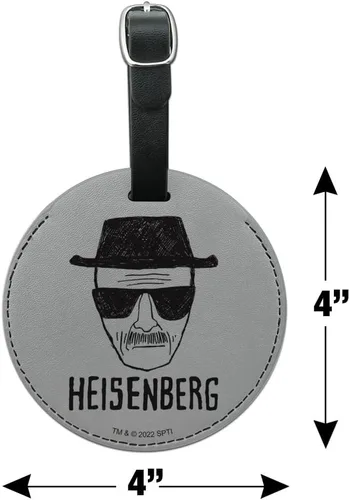 Vista 6 de Breaking Bad Classic Heisenberg - Tarjeta de equipaje redonda de cuero para equipaje, Multi