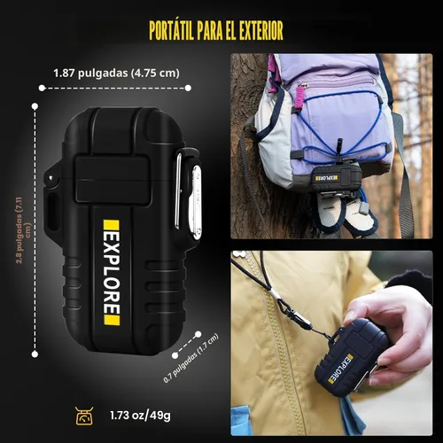 Vista 6 de LcFun - Encendedor eléctrico impermeable, doble arco a prueba de viento, recargable por USB, sin llama, plasma para campamento, senderismo
