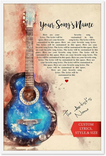 Vista 35 de SANTANNA Letras de música personalizadas, impresiones artísticas para decoración de pared (amor clásico y aniversario de canción favorita)