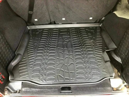 Vista 3 de Forro de carga - Tapete de maletero para Jeep Wrangler 2007-2018 – Tapetes de maletero resistentes a la intemperie para automóviles con borde