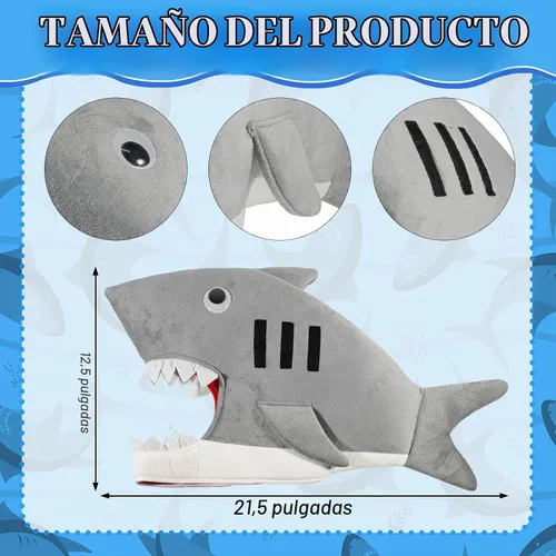 Vista 2 de Sombrero de tiburón, disfraz de tiburón, cabeza de pez, disfraz