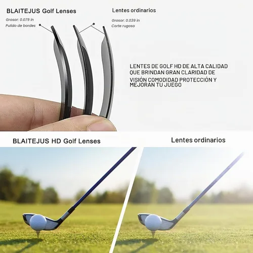 Vista 4 de Gafas de sol de golf para hombres y mujeres, gafas de sol deportivas sin montura con protección UV400 Bj810 Marco Negro Oro Rosa