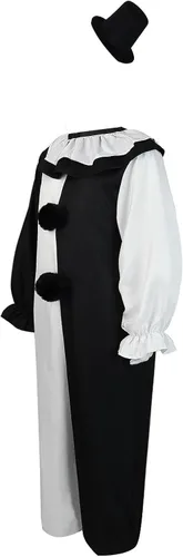Vista 2 de Art the Clown - Disfraz de payaso asesino para niños, overol de Halloween con gorro completo