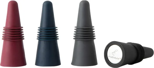 Vista 2 de Rabbit Tapones para botellas, juego de 4, multicolor y sellador de champán y vino (negro terciopelo)