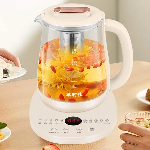 Vista 8 de Olla para preservar la salud, hervidor eléctrico con control de temperatura, para sopa, gachas, té de hierbas, base de acero inoxidable, panel