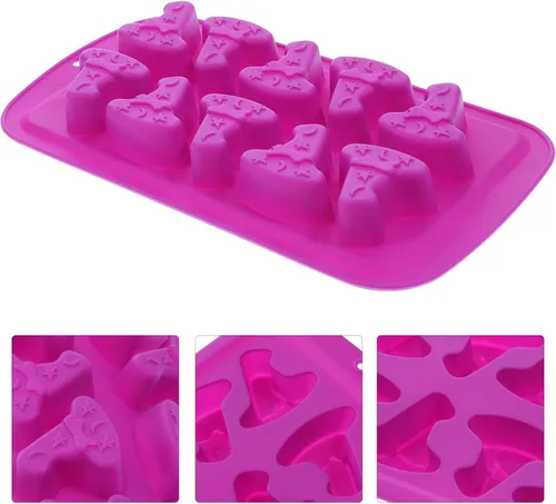 Vista 9 de Amosfun Sombrero de bruja Bandeja de cubitos de hielo de silicona Moldes de chocolate 10 cavidades para hornear Halloween Molde de mago Sombrero