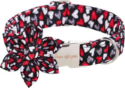 Vista 24 de Unique style paws Collar de perro de algodón con lazo, collar para cachorro con cuadrícula negra y azul para perros pequeños, medianos y grandes